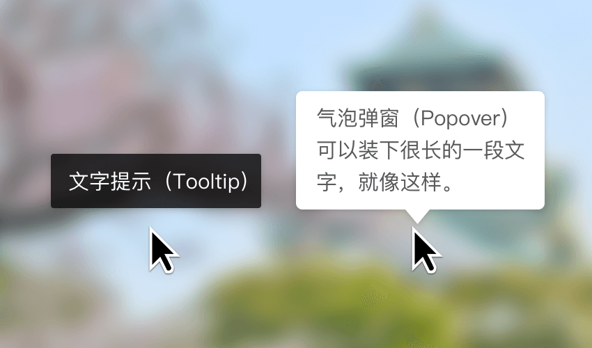 文字提示（Tooltips）与气泡弹窗（Popover）